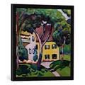 Gerahmtes Bild von August Macke Staudacherhaus in Tegernsee, Kunstdruck im hochwertigen handgefertigten Bilder-Rahmen, 50x50 cm, Schwarz matt