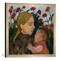 Gerahmtes Bild von Paula Modersohn-Becker Mother and Child, c.1904, Kunstdruck im hochwertigen handgefertigten Bilder-Rahmen, 50x50 cm, Silber raya