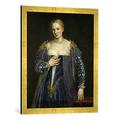 Gerahmtes Bild von Paolo Veronese Bildnis einer jungen Dame, genannt `La bella Nani`, Kunstdruck im hochwertigen handgefertigten Bilder-Rahmen, 50x70 cm, Gold raya