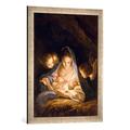 Gerahmtes Bild von Carlo Maratta or MarattiDie Heilige Nacht, Kunstdruck im hochwertigen handgefertigten Bilder-Rahmen, 50x70 cm, Silber raya