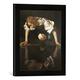 Gerahmtes Bild von Michelangelo Merisi Caravaggio Narziß, Kunstdruck im hochwertigen handgefertigten Bilder-Rahmen, 30x40 cm, Schwarz matt