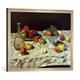 Gerahmtes Bild von Carl Schuch Apfelstilleben, Kunstdruck im hochwertigen handgefertigten Bilder-Rahmen, 70x50 cm, Silber raya