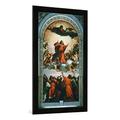 Gerahmtes Bild von Tizian "Mariä Himmelfahrt", Kunstdruck im hochwertigen handgefertigten Bilder-Rahmen, 50x100 cm, Schwarz matt