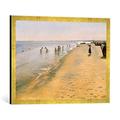 Gerahmtes Bild von Peter Severin Krøyer "Summer Day at the South Beach of Skagen, 1884", Kunstdruck im hochwertigen handgefertigten Bilder-Rahmen, 70x50 cm, Gold raya