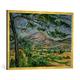 Gerahmtes Bild von Paul Cézanne "La Montagne Sainte-Victoire au grand pin", Kunstdruck im hochwertigen handgefertigten Bilder-Rahmen, 100x70 cm, Gold raya