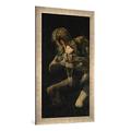 Gerahmtes Bild von Francisco Jose de Goya y Lucientes "Goya, Saturn verschlingt einen Sohn", Kunstdruck im hochwertigen handgefertigten Bilder-Rahmen, 50x100 cm, Silber raya