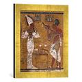 Gerahmtes Bild von Ägyptische Malerei Tut-anch-Amun u. König Eje/Wandmalerei, Kunstdruck im hochwertigen handgefertigten Bilder-Rahmen, 30x40 cm, Gold raya