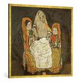 Gerahmtes Bild von Egon Schiele "Mutter und zwei Kinder III", Kunstdruck im hochwertigen handgefertigten Bilder-Rahmen, 100x100 cm, Gold raya