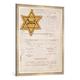 Gerahmtes Bild von Anonymous "Identity card and yellow star for a Jew living in Amsterdam in 1943", Kunstdruck im hochwertigen handgefertigten Bilder-Rahmen, 70x100 cm, Silber raya