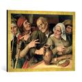 Gerahmtes Bild von Jan Massys Jovial Company, 1564", Kunstdruck im hochwertigen handgefertigten Bilder-Rahmen, 70x50 cm, Gold raya