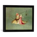 Gerahmtes Bild von Hieronymus Bosch The Temptation of St. Anthony, right hand panel, detail of a couple riding a fish, Kunstdruck im hochwertigen handgefertigten Bilder-Rahmen, 40x30 cm, Schwarz matt