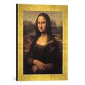 Gerahmtes Bild von Leonardo da Vinci Mona Lisa (La Gioconda), Kunstdruck im hochwertigen handgefertigten Bilder-Rahmen, 30x40 cm, Gold raya