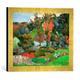Gerahmtes Bild von Paul Gauguin La femme à la cruche, ou Paysage à Pont-Aven, Kunstdruck im hochwertigen handgefertigten Bilder-Rahmen, 40x30 cm, Gold raya