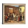 Gerahmtes Bild von Manuel Castellano El patio de caballos en la Plaza de Toros de Madrid antes de una corrida, Kunstdruck im hochwertigen handgefertigten Bilder-Rahmen, 40x30 cm, Silber raya