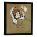 Gerahmtes Bild von Henri de Toulouse-Lautrec Femme couchée sur le dos, les bras levés, Kunstdruck im hochwertigen handgefertigten Bilder-Rahmen, 50x50 cm, Schwarz matt