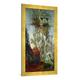 Gerahmtes Bild von Gustave Moreau "The Muses Leaving their Father Apollo to Go Out and Light the World, 1868", Kunstdruck im hochwertigen handgefertigten Bilder-Rahmen, 50x100 cm, Gold raya