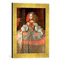 Gerahmtes Bild von Diego Velasquez Infantin Margarita/Velasquez, um 1664", Kunstdruck im hochwertigen handgefertigten Bilder-Rahmen, 30x40 cm, Gold raya