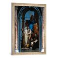 Gerahmtes Bild von Giovanni Battista Tiepolo "Maria mit den drei heiligen Dominikanerinnen Katharina von Siena, Rosa von Lima und Agnes von Montepulciano", Kunstdruck im hochwertigen handgefertigten Bilder-Rahmen, 50x70 cm, Silber raya