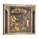 Gerahmtes Bild von Giotto di Bondone "Christi Geburt", Kunstdruck im hochwertigen handgefertigten Bilder-Rahmen, 70x50 cm, Silber raya