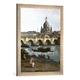 Gerahmtes Bild von Bernardo Bellotto "Dresden vom rechten Elbufer unterhalb der Augustusbrücke", Kunstdruck im hochwertigen handgefertigten Bilder-Rahmen, 50x70 cm, Silber raya