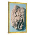 Gerahmtes Bild von Prehistoric "Venus with a horn, from Laussel in the Dordogne", Kunstdruck im hochwertigen handgefertigten Bilder-Rahmen, 70x100 cm, Gold raya