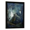 Gerahmtes Bild von Caspar WolfEine Jura-Höhle, Kunstdruck im hochwertigen handgefertigten Bilder-Rahmen, 50x70 cm, Schwarz matt