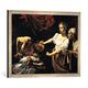 Gerahmtes Bild von Michelangelo Merisi Caravaggio "Judith enthauptet Holofernes", Kunstdruck im hochwertigen handgefertigten Bilder-Rahmen, 70x50 cm, Silber raya