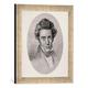 Gerahmtes Bild von German School "Portrait of Soren Kierkegaard (1813-55) 1922", Kunstdruck im hochwertigen handgefertigten Bilder-Rahmen, 30x40 cm, Silber raya