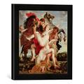 Gerahmtes Bild von Peter Paul RubensDer Raub der Töchter des Leucippus, Kunstdruck im hochwertigen handgefertigten Bilder-Rahmen, 30x30 cm, Schwarz matt