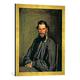 Gerahmtes Bild von Iwan Nikolajewitsch Kramskoi Bildnis Leo Tolstoi, Kunstdruck im hochwertigen handgefertigten Bilder-Rahmen, 50x70 cm, Gold raya
