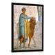 Gerahmtes Bild von 1. Jahrhundert "Stier als Opfergabe / röm. Wandmalerei", Kunstdruck im hochwertigen handgefertigten Bilder-Rahmen, 70x100 cm, Schwarz matt