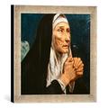 Gerahmtes Bild von Luis Tristan de EscamillaDie Heilige Monika, Kunstdruck im hochwertigen handgefertigten Bilder-Rahmen, 30x30 cm, Silber raya