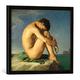 Gerahmtes Bild von Hippolyte Flandrin Naked Young Man Sitting by the Sea, 1836", Kunstdruck im hochwertigen handgefertigten Bilder-Rahmen, 50x50 cm, Schwarz matt