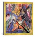 Gerahmtes Bild von Franz Marc Tirol, Kunstdruck im hochwertigen handgefertigten Bilder-Rahmen, 50x50 cm, Gold raya