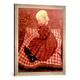 Gerahmtes Bild von Paula Modersohn-Becker Kind auf rotgewürfeltem Kissen, Kunstdruck im hochwertigen handgefertigten Bilder-Rahmen, 50x70 cm, Silber raya