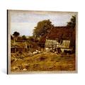 Gerahmtes Bild von Louis Gurlitt A Farmhouse in Sweden, 1834", Kunstdruck im hochwertigen handgefertigten Bilder-Rahmen, 80x60 cm, Silber raya