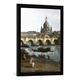 Gerahmtes Bild von Bernardo Bellotto "Dresden vom rechten Elbufer unterhalb der Augustusbrücke", Kunstdruck im hochwertigen handgefertigten Bilder-Rahmen, 50x70 cm, Schwarz matt