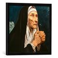 Gerahmtes Bild von Luis Tristan de EscamillaDie Heilige Monika, Kunstdruck im hochwertigen handgefertigten Bilder-Rahmen, 50x50 cm, Schwarz matt