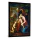 Gerahmtes Bild von Raffael "Die Heilige Familie mit dem kleinen Johannes", Kunstdruck im hochwertigen handgefertigten Bilder-Rahmen, 70x100 cm, Schwarz matt