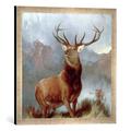 Gerahmtes Bild von Sir Edwin Henry Landseer Monarch of the Glen, 1851", Kunstdruck im hochwertigen handgefertigten Bilder-Rahmen, 50x50 cm, Silber raya