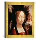 Gerahmtes Bild von Leonardo da Vinci Porträt der Ginevra Benci, Kunstdruck im hochwertigen handgefertigten Bilder-Rahmen, 30x30 cm, Gold raya