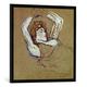 Gerahmtes Bild von Henri de Toulouse-Lautrec "Femme couchée sur le dos, les bras levés", Kunstdruck im hochwertigen handgefertigten Bilder-Rahmen, 70x70 cm, Schwarz matt