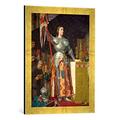 Gerahmtes Bild von Jean-Auguste-Dominique Ingres Jeanne d'Arc bei der Krönung Karls VII., Kunstdruck im hochwertigen handgefertigten Bilder-Rahmen, 40x60 cm, Gold raya