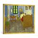 Gerahmtes Bild von Vincent van Gogh "Van Goghs Schlafzimmer in Arles", Kunstdruck im hochwertigen handgefertigten Bilder-Rahmen, 100x70 cm, Gold raya