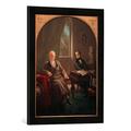 Gerahmtes Bild von Moritz Daniel Oppenheim "Felix Mendelssohn-Bartholdy spielt vor Goethe", Kunstdruck im hochwertigen handgefertigten Bilder-Rahmen, 40x60 cm, Schwarz matt