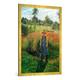 Gerahmtes Bild von Camille Pissarro "Der Gärtner, Nachmittagsonne, Eragny", Kunstdruck im hochwertigen handgefertigten Bilder-Rahmen, 70x100 cm, Gold raya