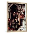 Gerahmtes Bild von Moretto da Brescia "Der Heilige Nikolaus von Bari und die Kinder", Kunstdruck im hochwertigen handgefertigten Bilder-Rahmen, 70x100 cm, Silber raya