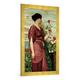 Gerahmtes Bild von John William Godward "A red, red rose", Kunstdruck im hochwertigen handgefertigten Bilder-Rahmen, 50x100 cm, Gold raya