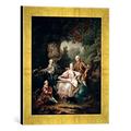 Gerahmtes Bild von François Hubert Drouais Louis du Bouchet (1645-1716) Marquis de Sourches and his Family, 1750", Kunstdruck im hochwertigen handgefertigten Bilder-Rahmen, 30x40 cm, Gold Raya