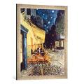 Gerahmtes Bild von Vincent van Gogh Terrasse des Cafes an der Place du Forum in Arles am Abend, Kunstdruck im hochwertigen handgefertigten Bilder-Rahmen, 50x70 cm, Silber raya